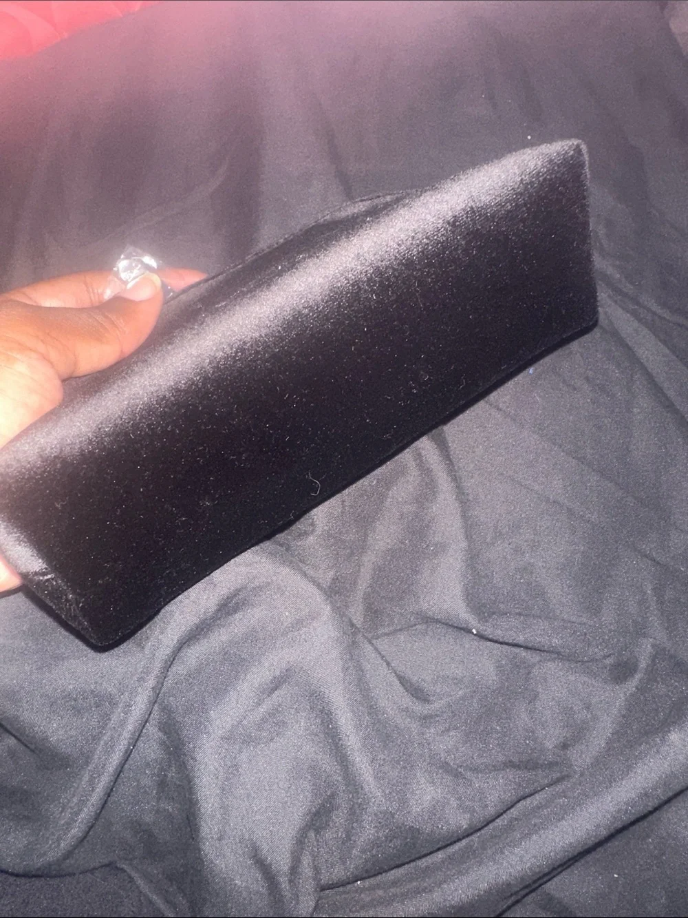 Dior Black Velvet Embossed Zip Pouch